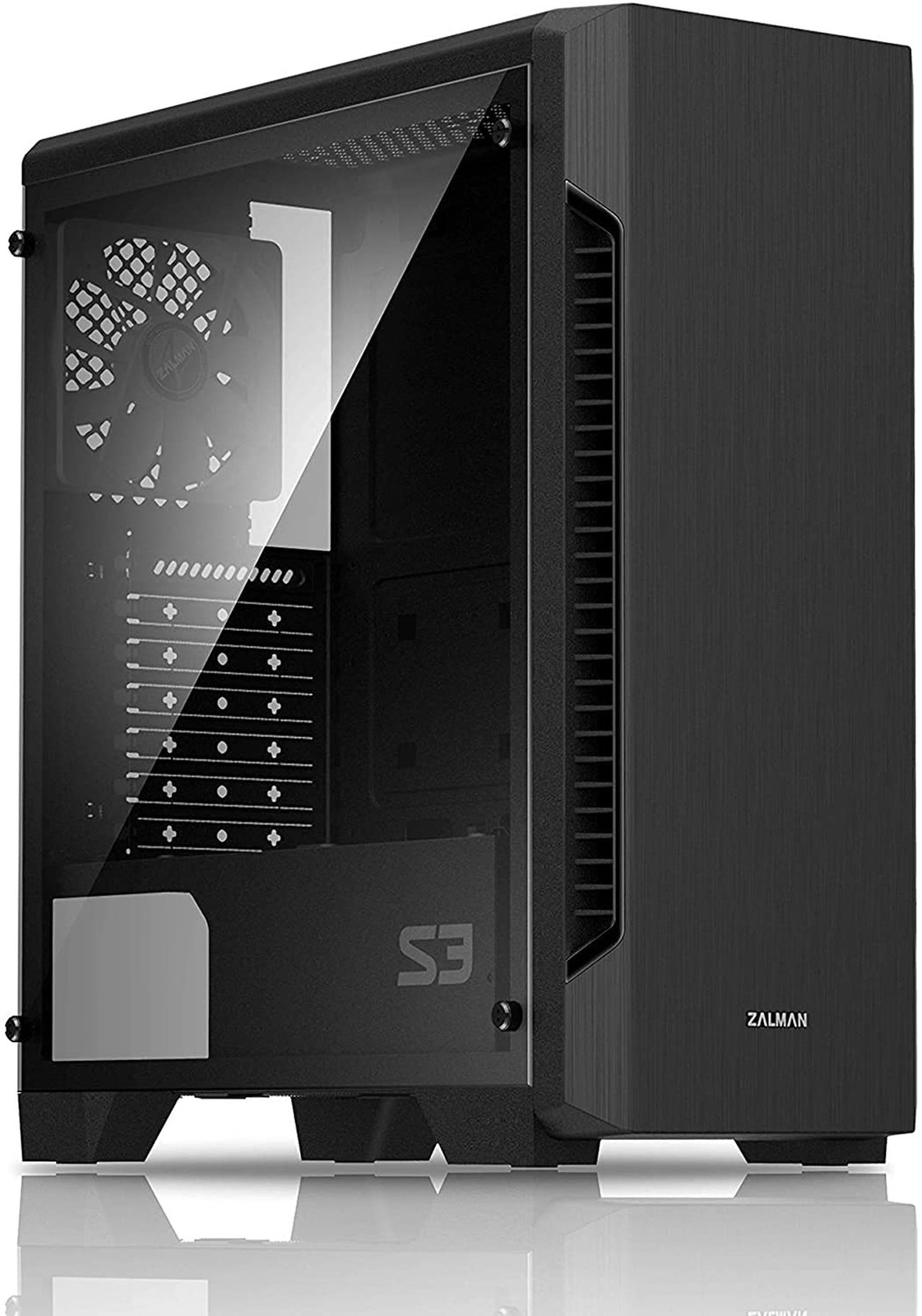 Zalman S3 TG ATX Mid-Tower Desktop PC Case, 3 x Pre-Installed 120mm Zalman Qu...