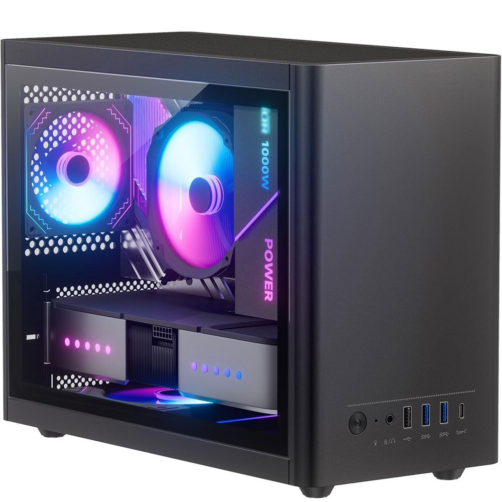 Micro ATX Case with Fans, 2PCS 90mm RGB Fans PreInstalled,14.6L 0.8mm Thickne...