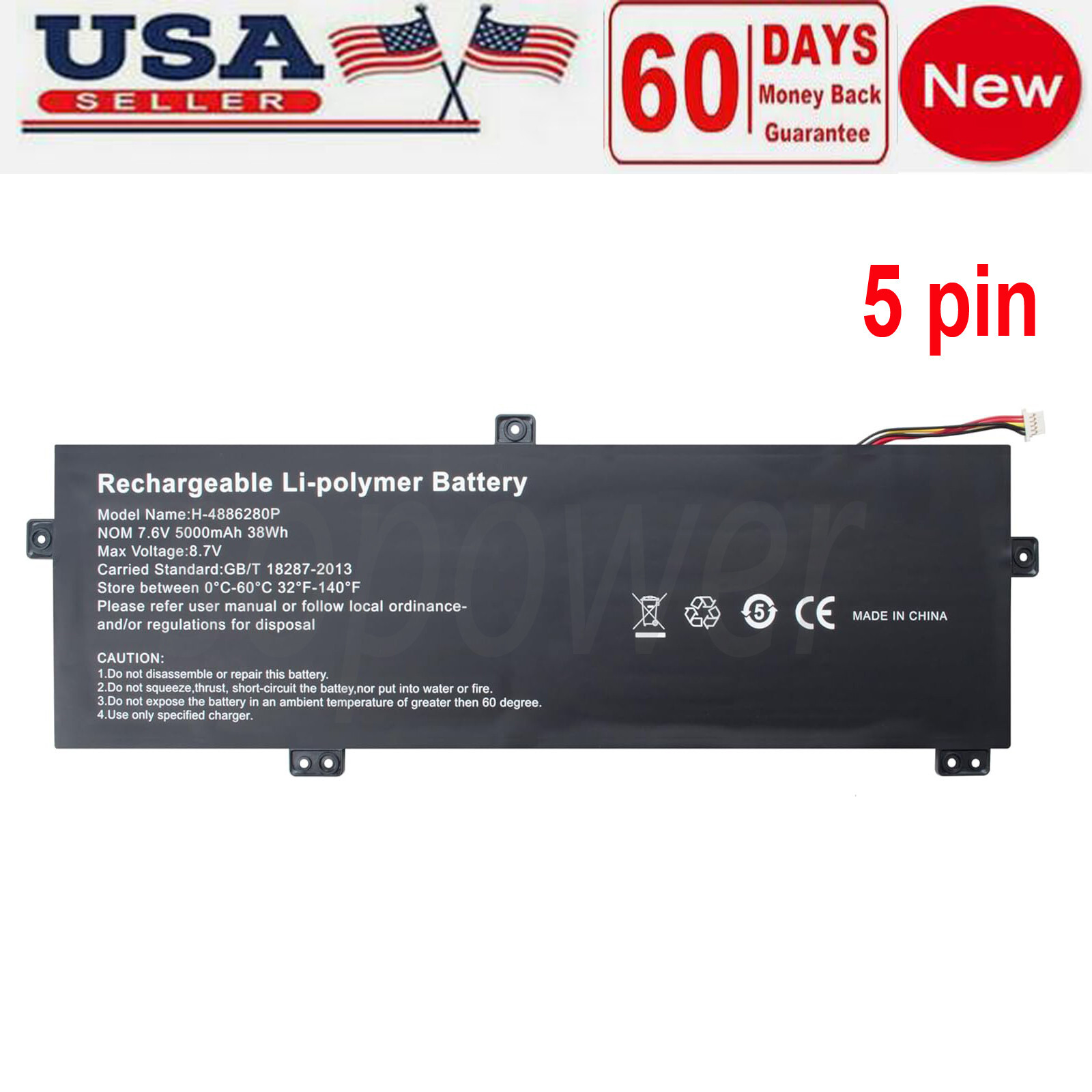 new H-4886280P U3576127PV-2S1P U3576127PV U3576127 5080270P Battery for Gateway
