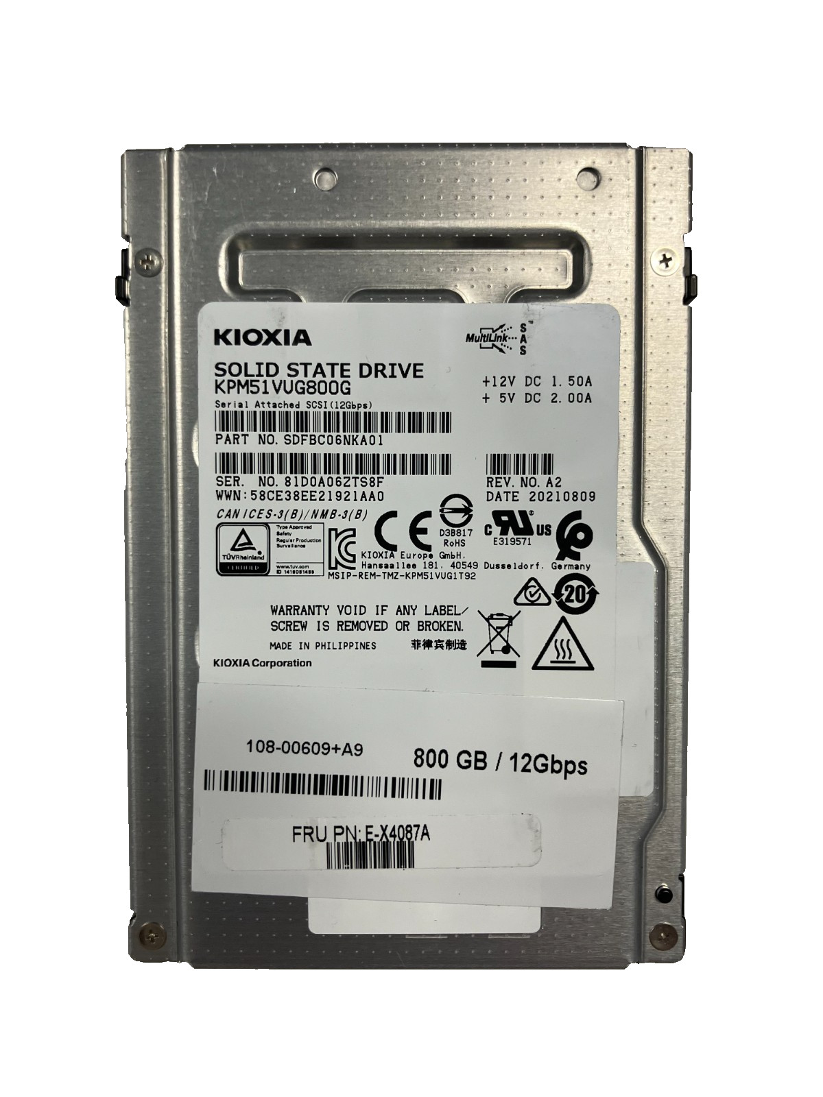 KIOXIA KPM51VUG800G 800GB SAS SSD 12Gb/s 2.5" 512b/s