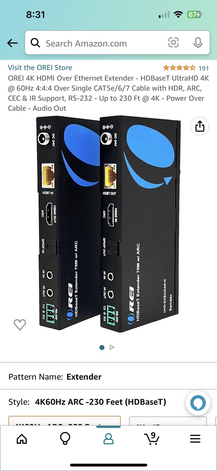 4K HDMI Extender Over Ethernet Cat6/Cat7 4K@60hz UHD-EX230A-K *3670A1D
