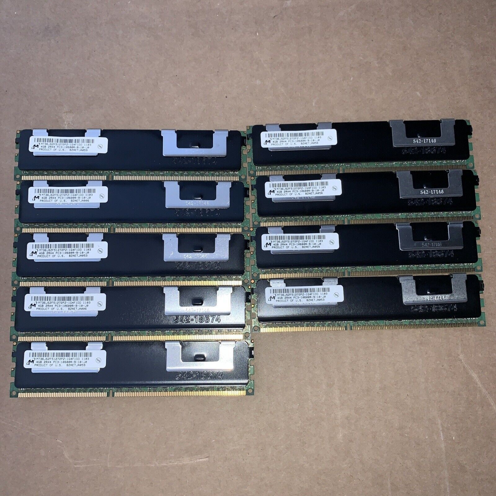 36GB (9x4GB) Micron PC3-10600R MT36JSZF51272PZ-1G4F1DD SERVER RAM