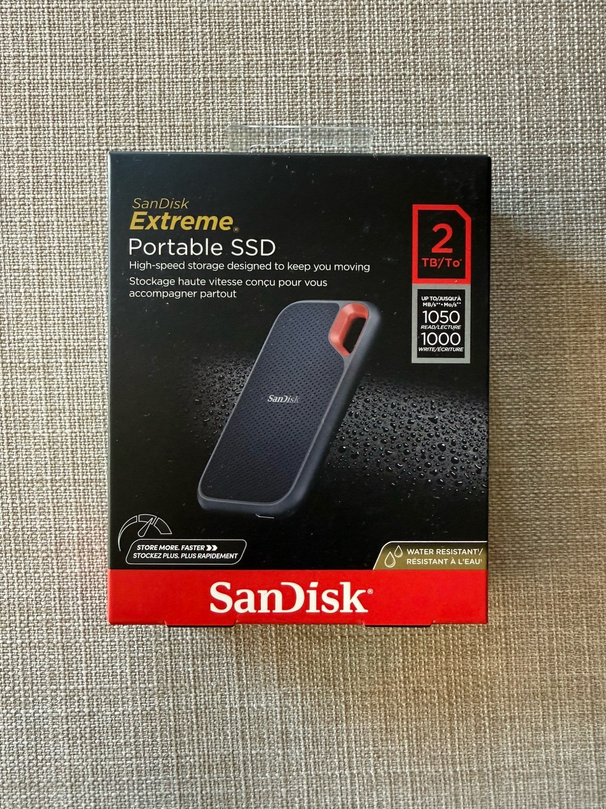 SanDisk 2TB Extreme Portable SSD SDSSDE61-2T00-G25, Black, 1050mb/S Read