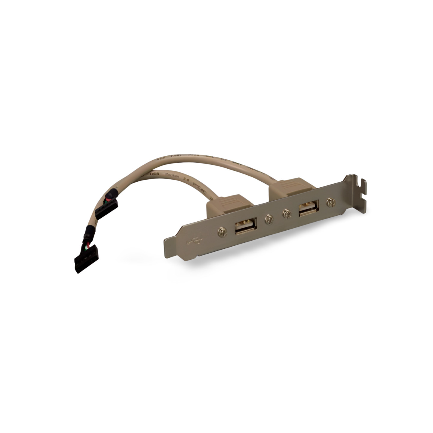 8in USB 2.0 Dual Port on Bracket for Motherboard - Beige
