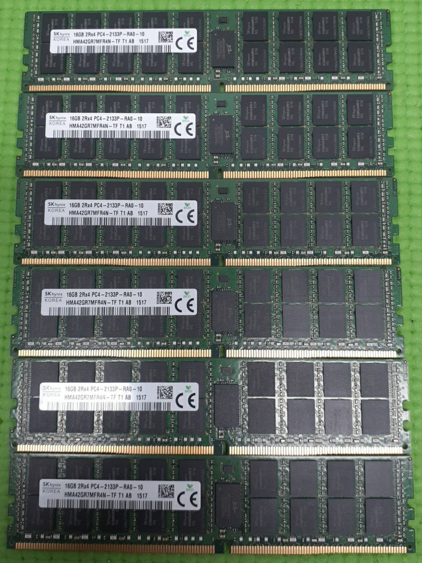 LOT OF 6 SK hynix HMA42GR7MFR4N-TF 16GB 2Rx4 PC4-2133P Server Memory RAM
