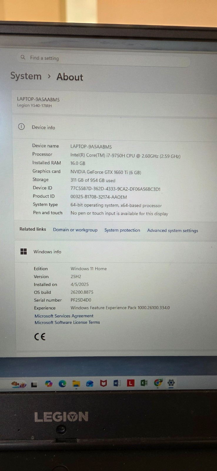 17.3" Lenovo Legion Y545, i7-9750H 2.60GHz, 16GB, 1TB HDD SSD, GTX 1660ti