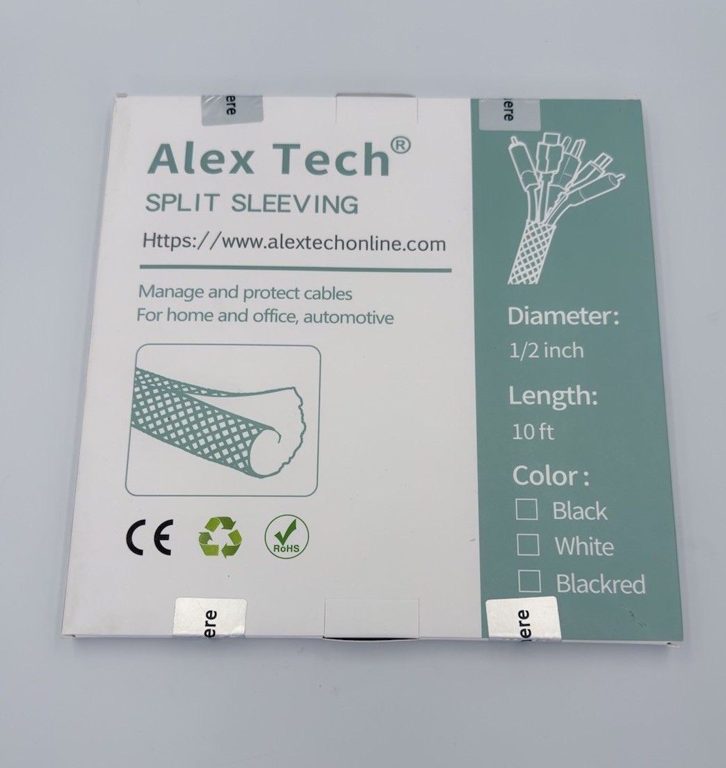 Alex Tech 10ft-1/2 Inxh Cord Protector Wire Loom Cable Sleeve Split Black