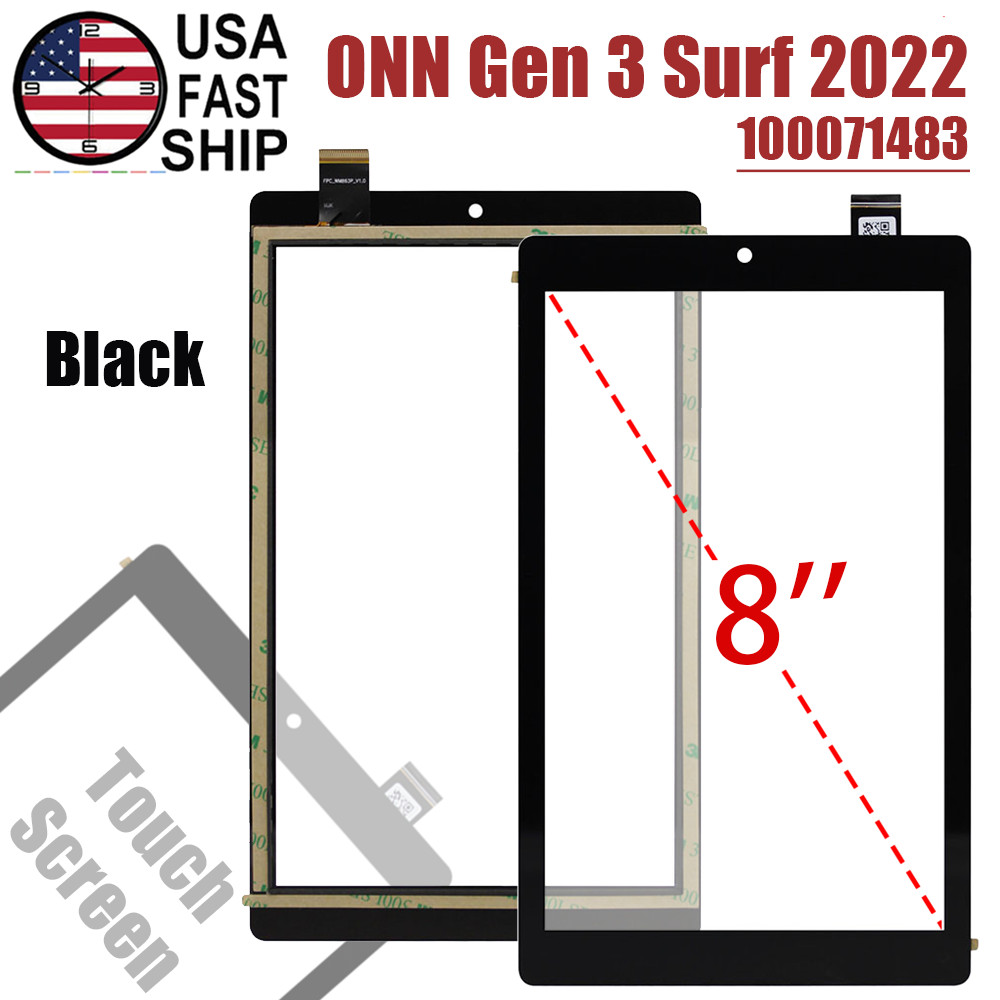 Black Digitizer Touch Screen Glass For Onn 8'' Gen 3 Surf 2022 TBGRY100071483