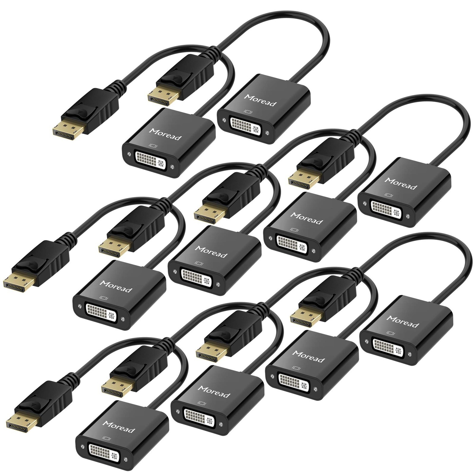 Moread DisplayPort (DP) to DVI Adapter, 10 Pack, Gold-Plated Display Port to ...