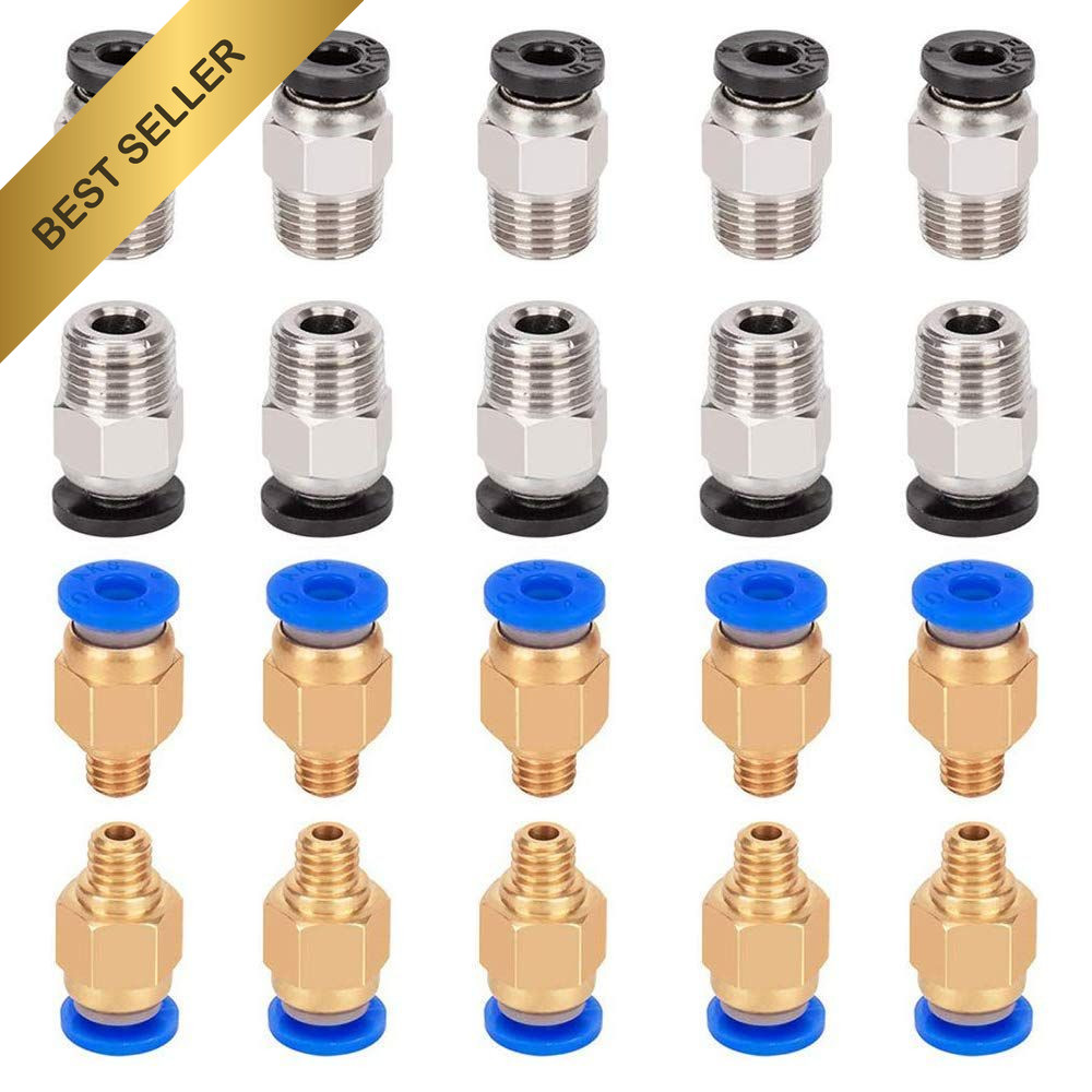 Aokin 20 Pcs PC4-M6 PC4-M10 Pneumatic Fitting For Creality Ender 3 CR-10 Printer