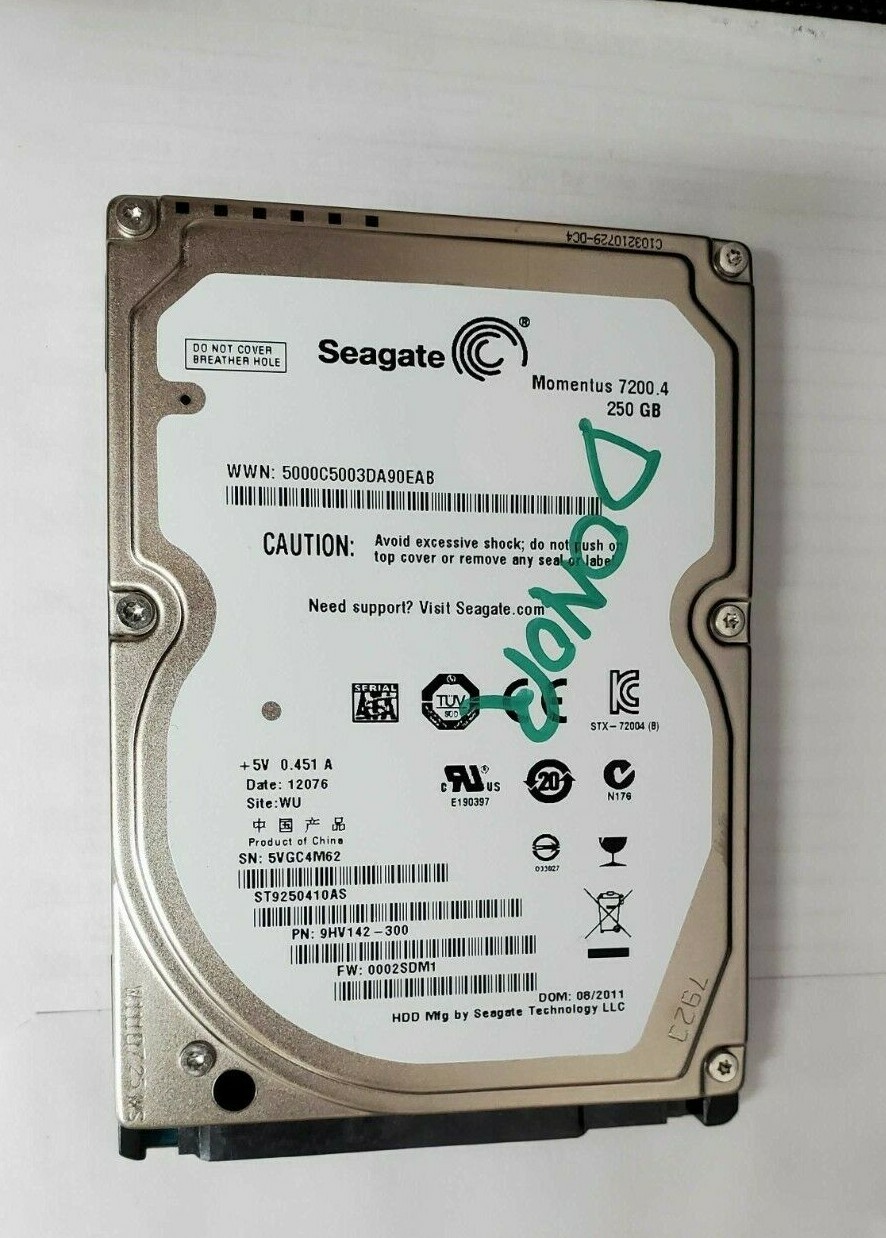 Seagate ST9250410AS 9HV142-300 SATA 2.5" Donor Hard Drive 250GB
