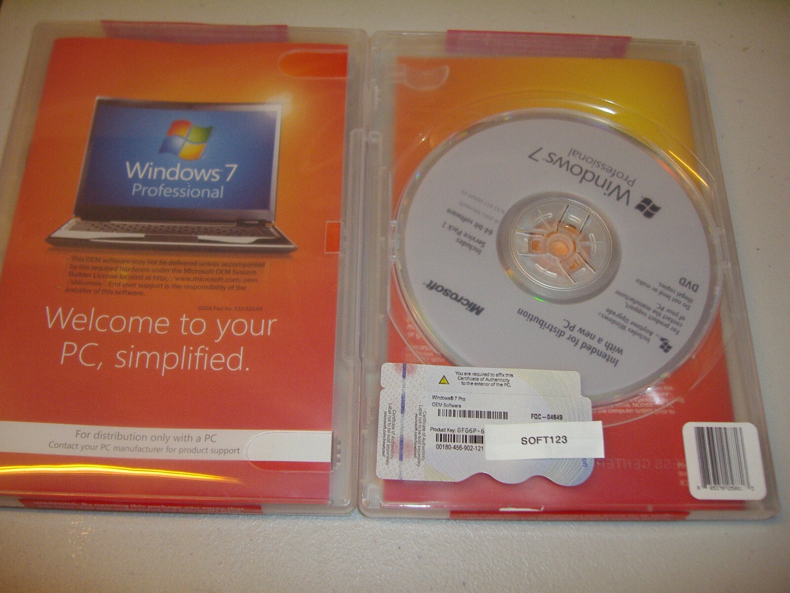 Microsoft Windows 7 Professional 64 bit x64 Full English DVD MS WIN=NEW SEALED=