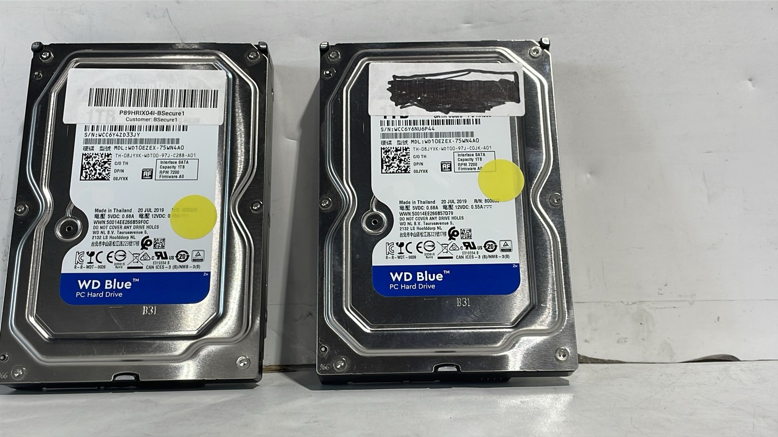 Western Digital WD10EZEX-75WN4A0 1TB 7200RPM 3.5" SATA HDD Hard Drive Lot of 2