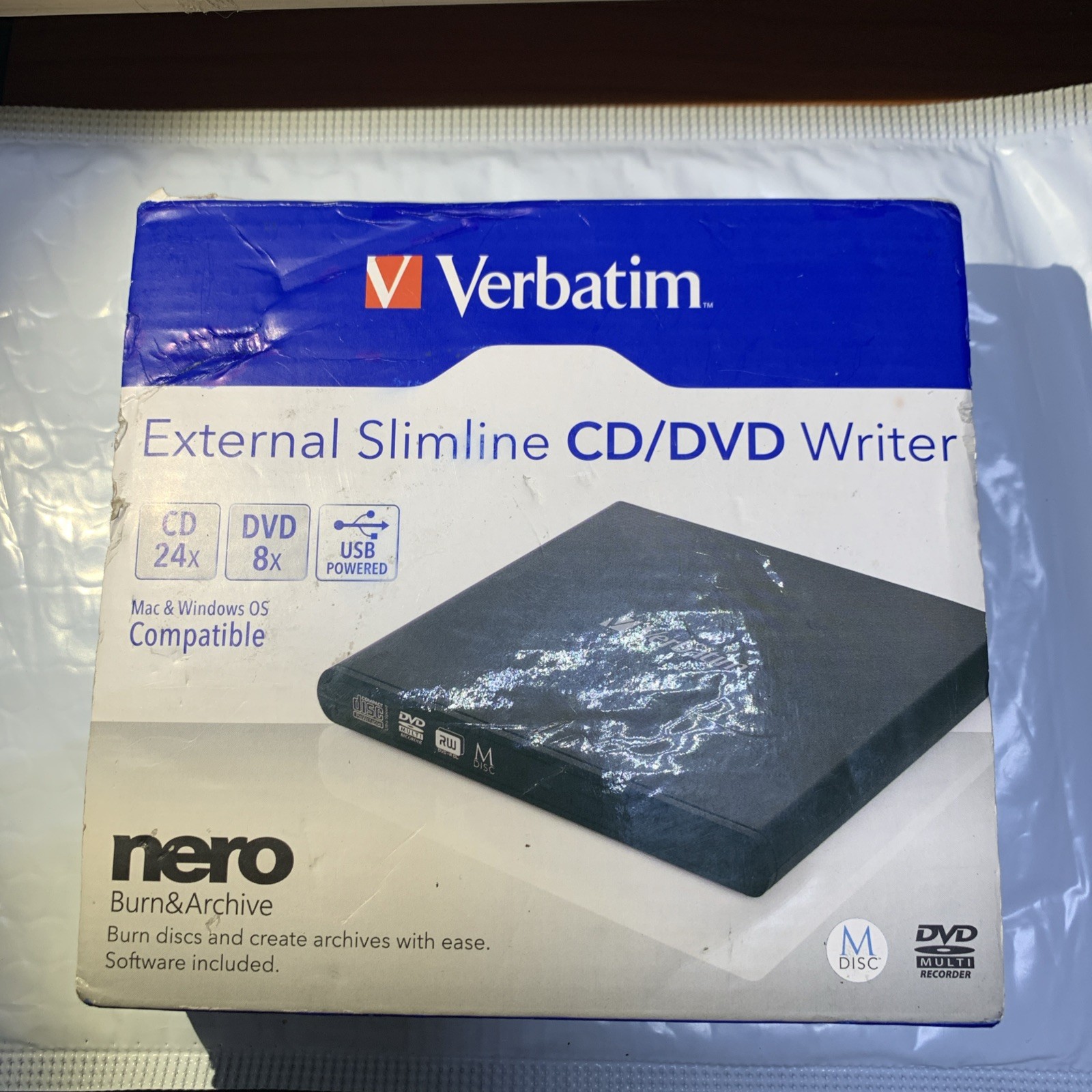 Verbatim 98938 External Slimline CD/DVD Writer USB 2.0