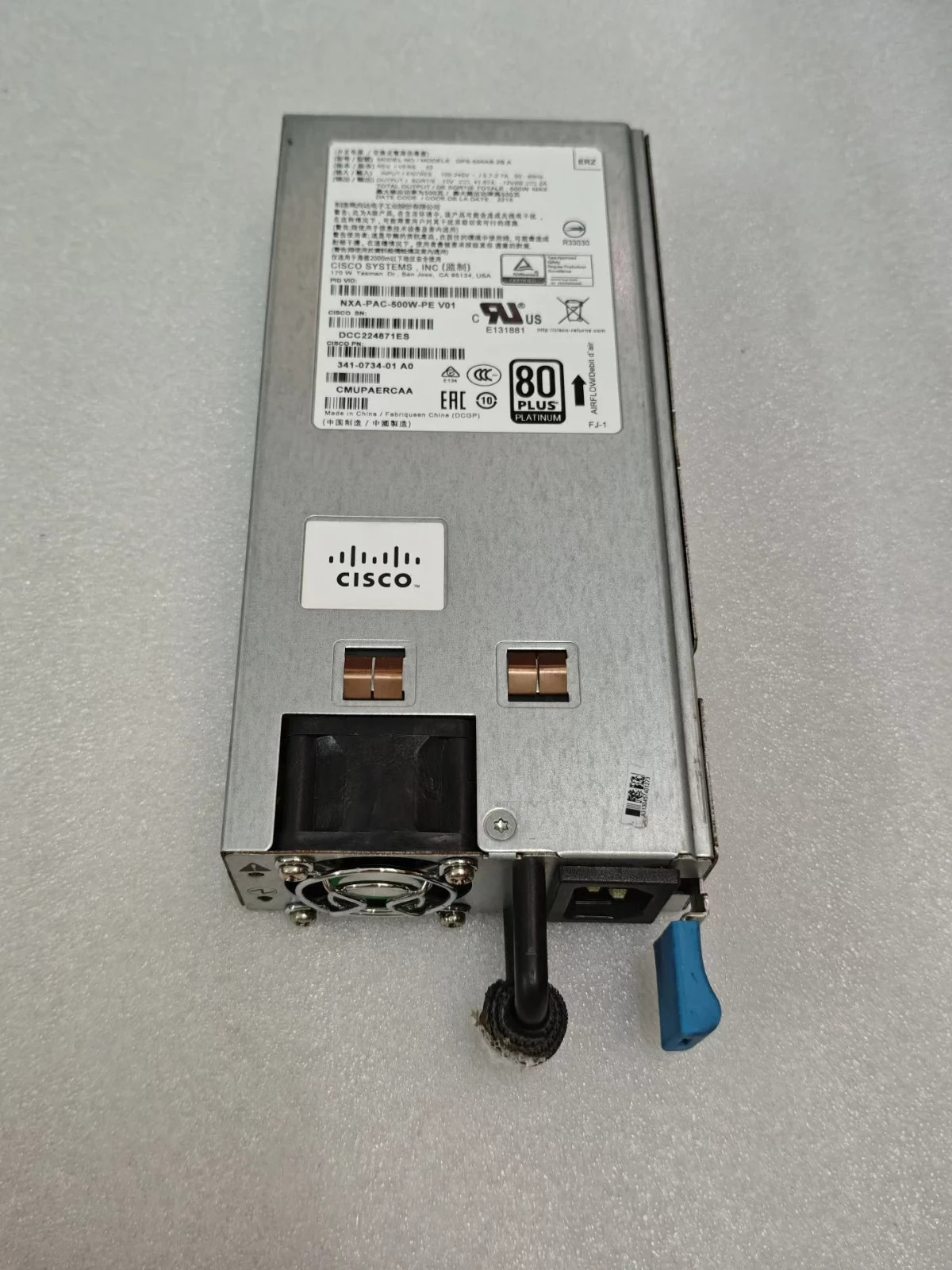 Cisco NXA-PAC-500W-PE 341-0734 500W AC Power supply for Nexus 9300-EX Good work