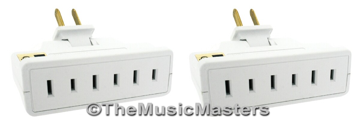 (2) Swivel Taps 2 Prong 3 Outlet Electric Adapter 3-Way Wall Plug Power Splitter