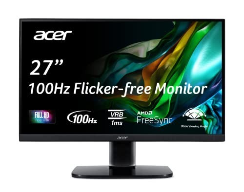 27 Inch IPS Monitor, Full HD 1080p, 100Hz, HDMI & VGA Ports, Black
