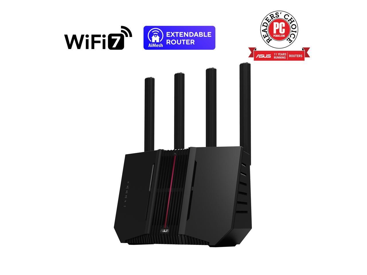 ASUS BE9700 Tri-band WiFi 7 Router, supports new 320MHz bandwidth & 4096-QAM, Mu