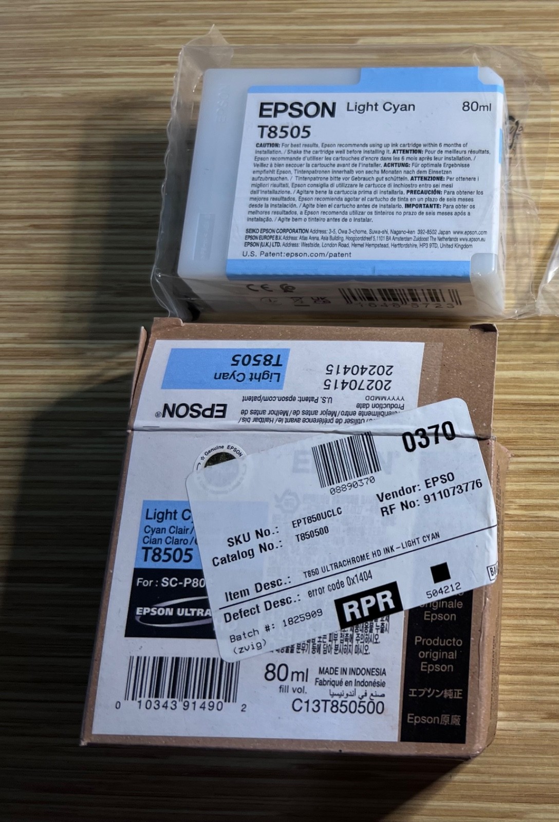 Defective Epson T8505 UltraChrome Ink Cartridge - Light Cyan