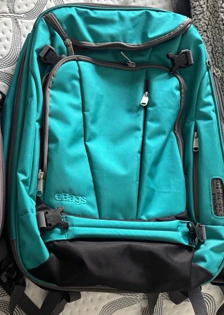 eBag Nylon Laptop Backpacks 15 in Teal Padded Multi-Compartment