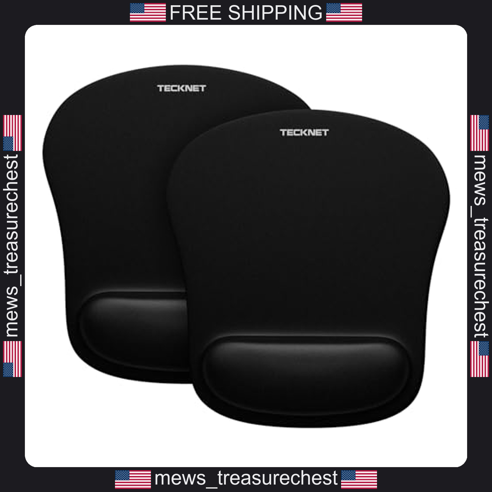 Tecknet 2 Pack Gaming Mouse Pads with Wrist Support, Waterproof, Non-slip