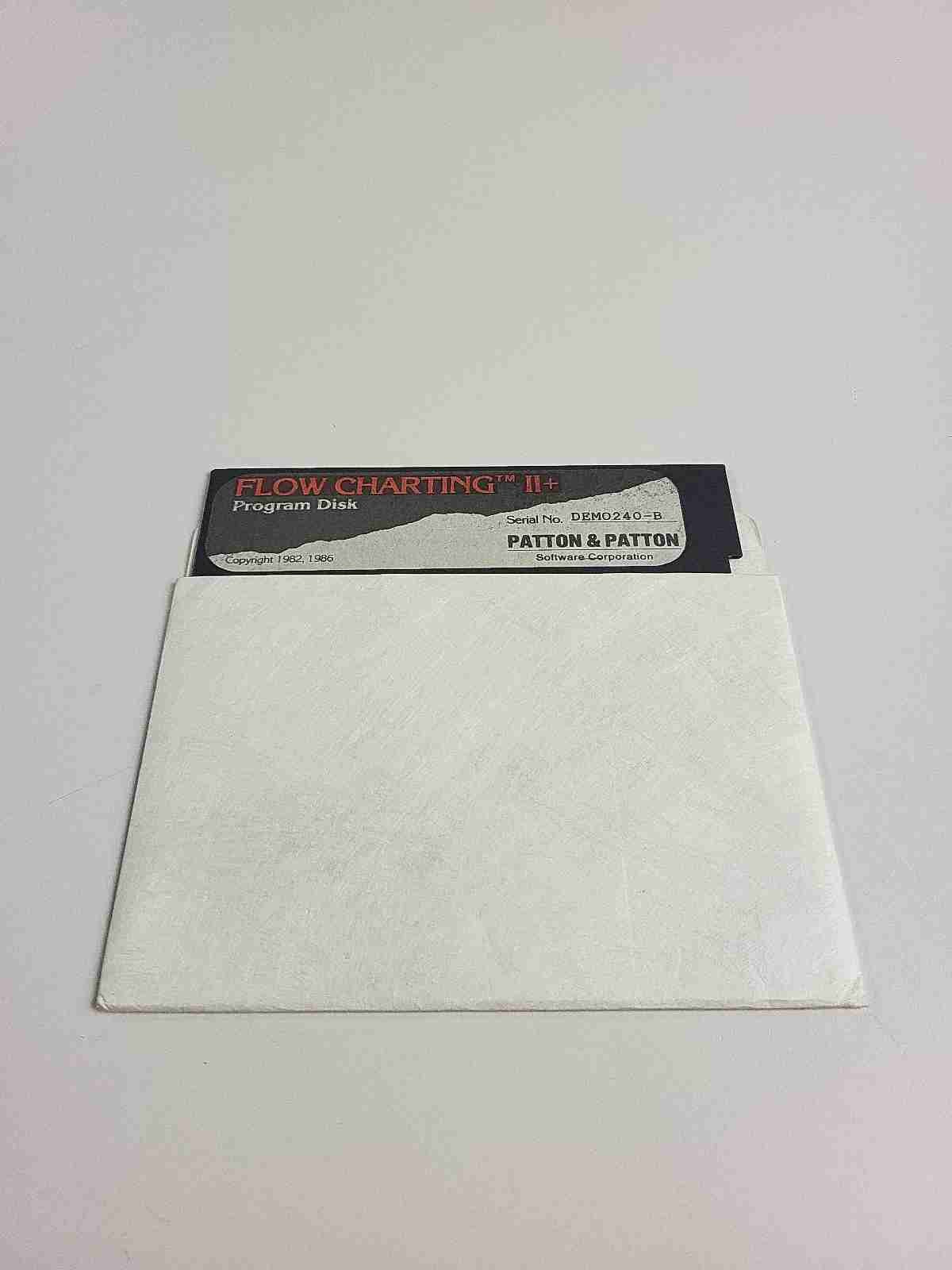 Vintage Software 1986 PATTON & PATTON FLOW CHART II+ 5.25" Floppy Disk 5 1/4"