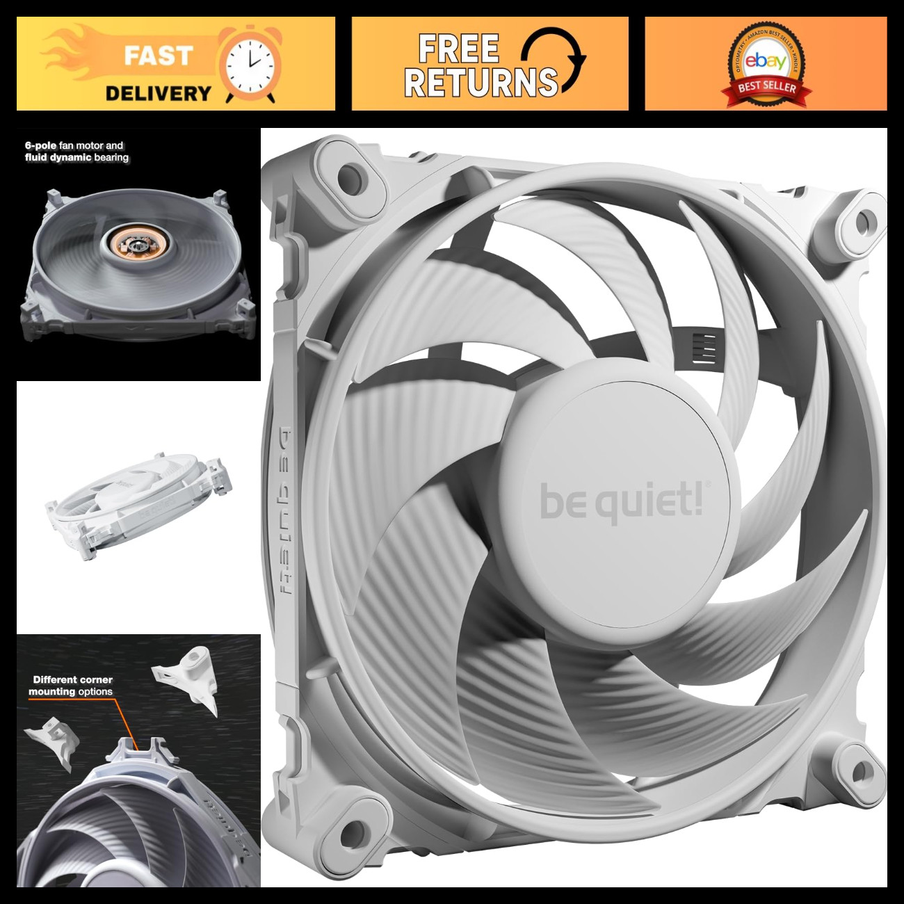 High-Speed 120mm PWM Case Fan for Gaming PC - Silent, Efficient, Black