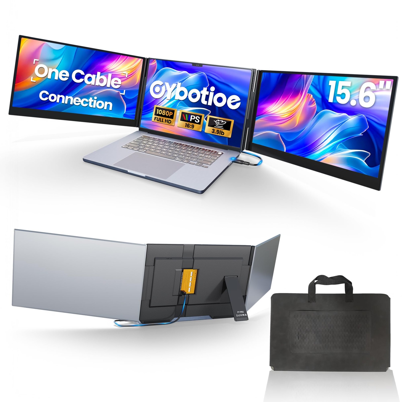 Cybotioe One Cable Connect Laptop Screen Extender Monitor Portable, Ultra Thi...