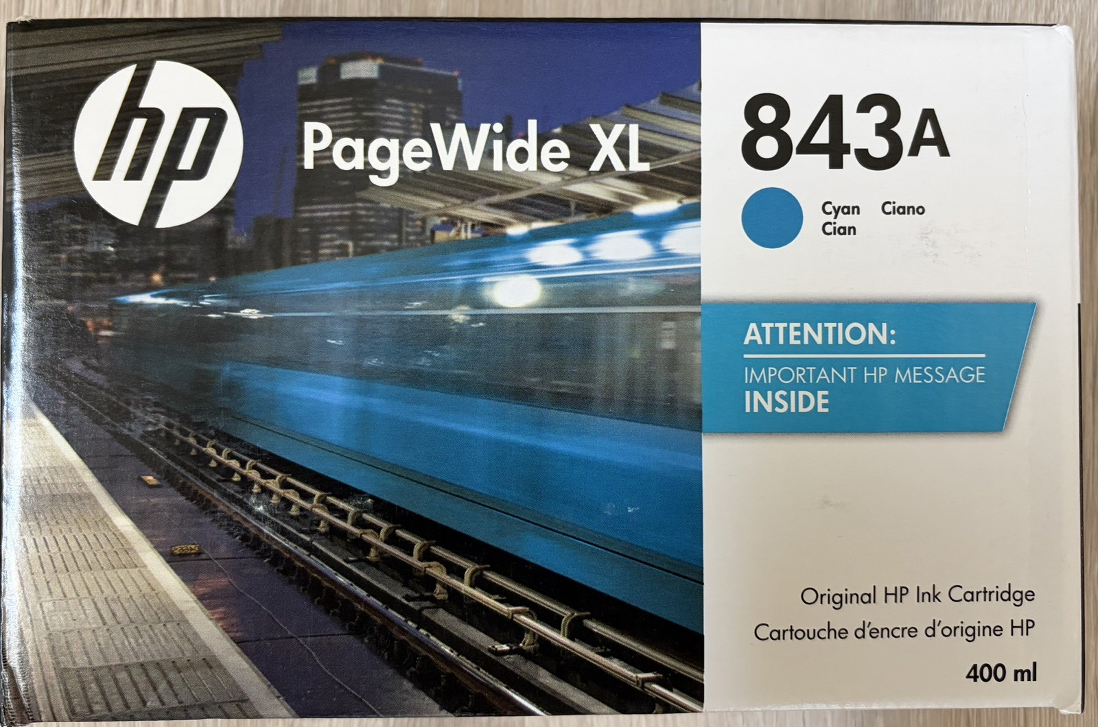 HP 843A 400-ml Cyan Ink Cartridge - C1Q58A Brand New 
