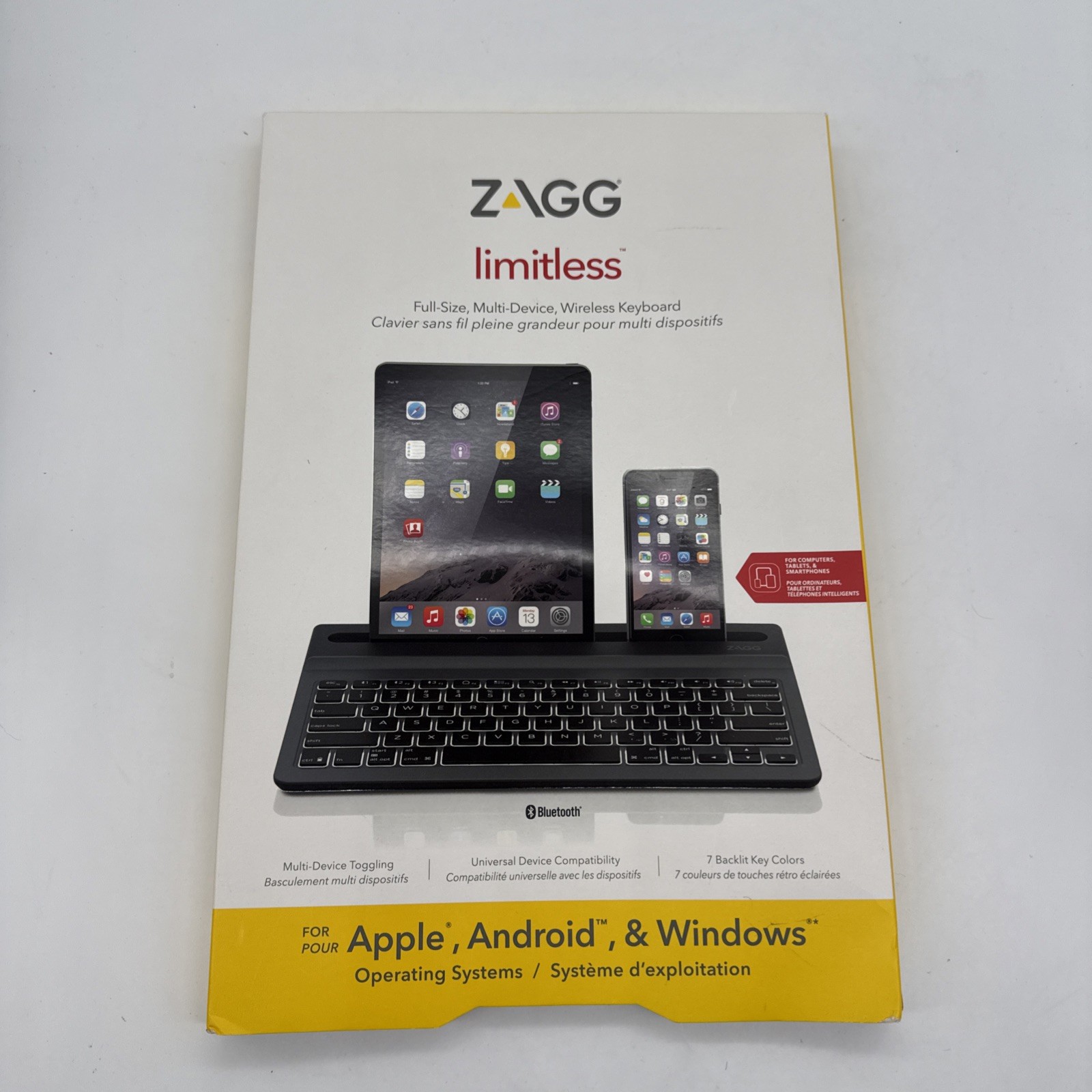 NEW ZAGG Limitless Full-Size Universal Bluetooth Keyboard - Black - Open Box