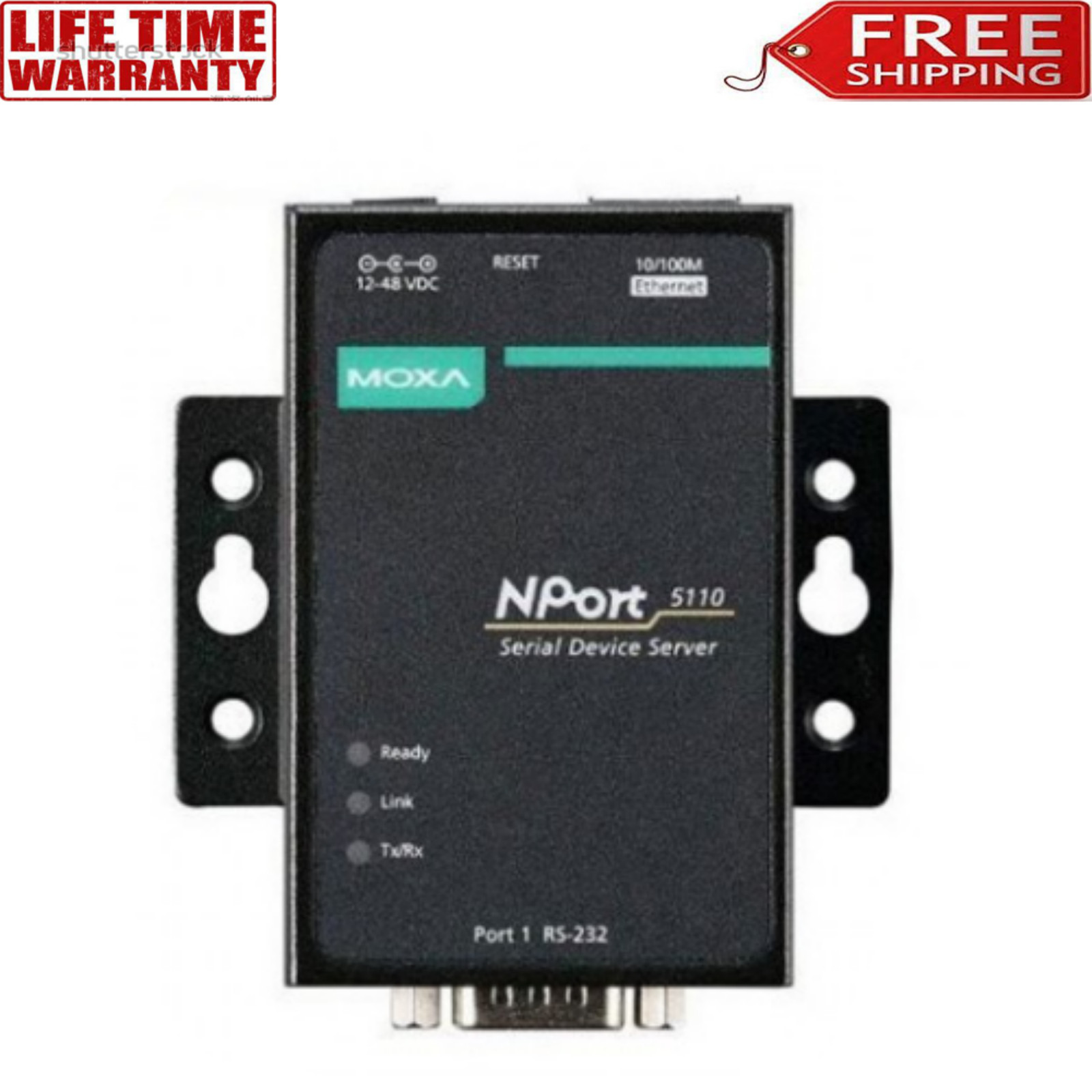 MOXA NPort 5110 NPort5110 1-Port Serial Server RS232 Serial to Network Port