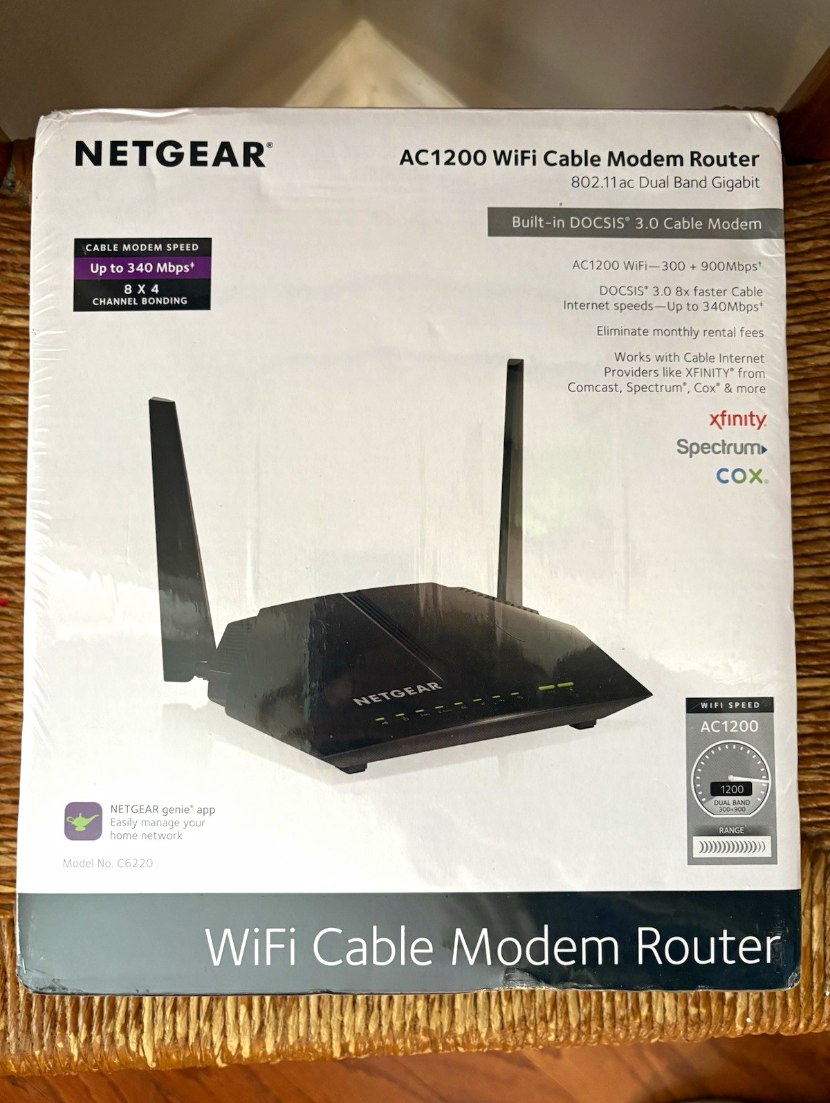 NETGEAR C6220 AC1200 Dual-Band DOCSIS 3.0 Cable Modem WiFi Router 4-Port