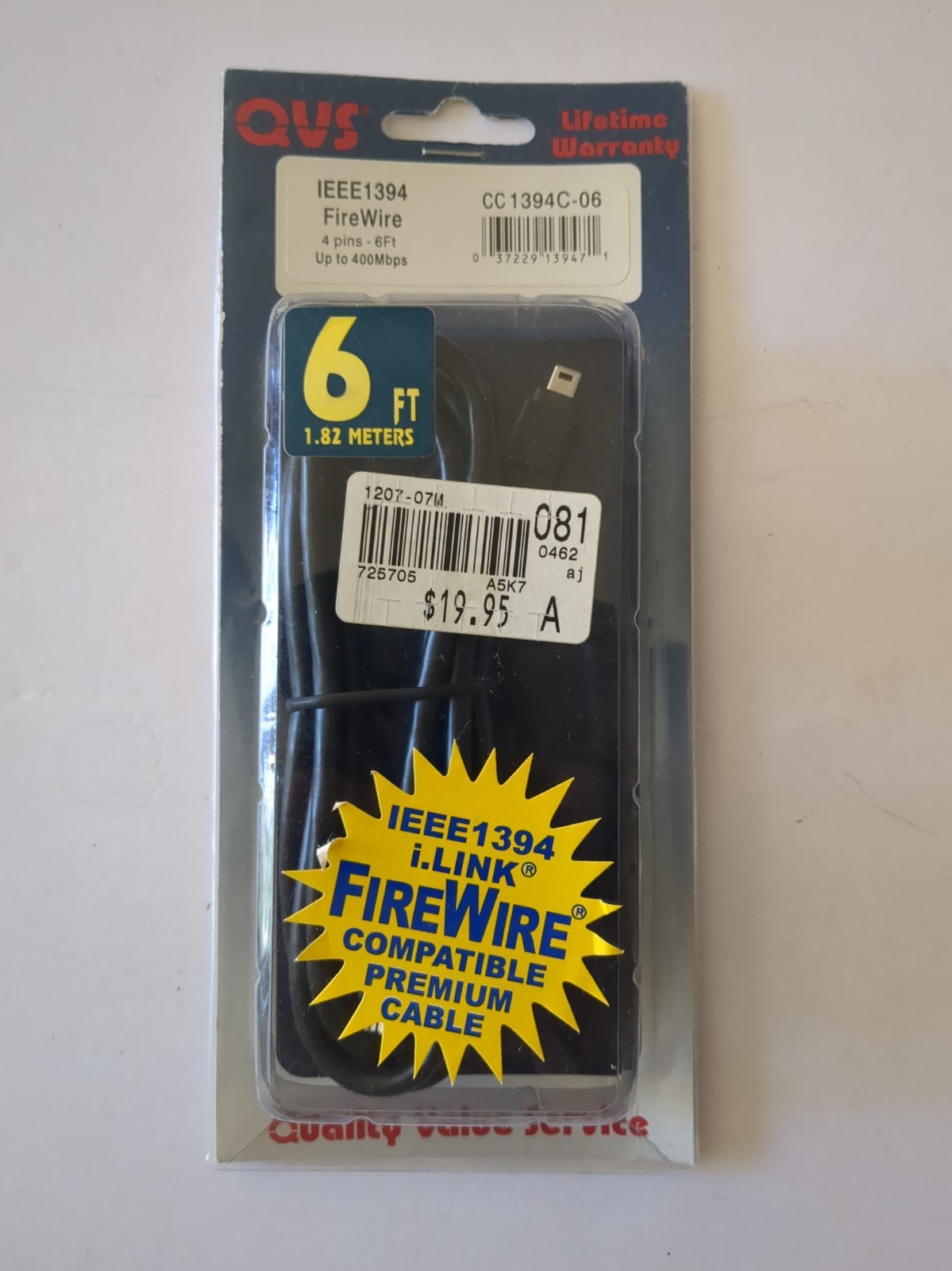 QVS IEEE1349 6ft Firewire Cable 6pins - 6ft Up to 400Mbps OC1394C-06 NEW