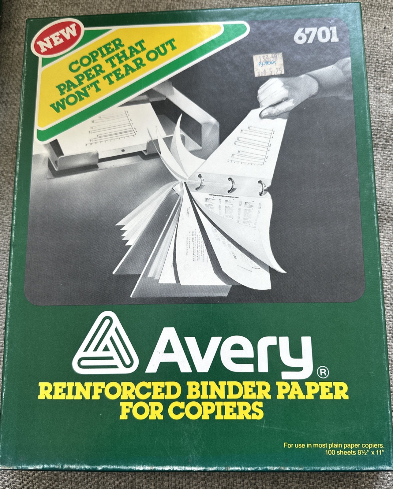 80s Vintage Avery 6701 White Copy Paper Printers 11x8.5 100 sheets Office Work