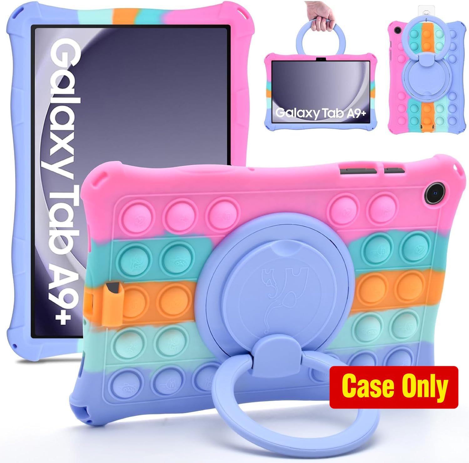 Soft Silicone Cover for Samsung Galaxy Tab A9 Plus 11 Inch 2023, 360° Stand