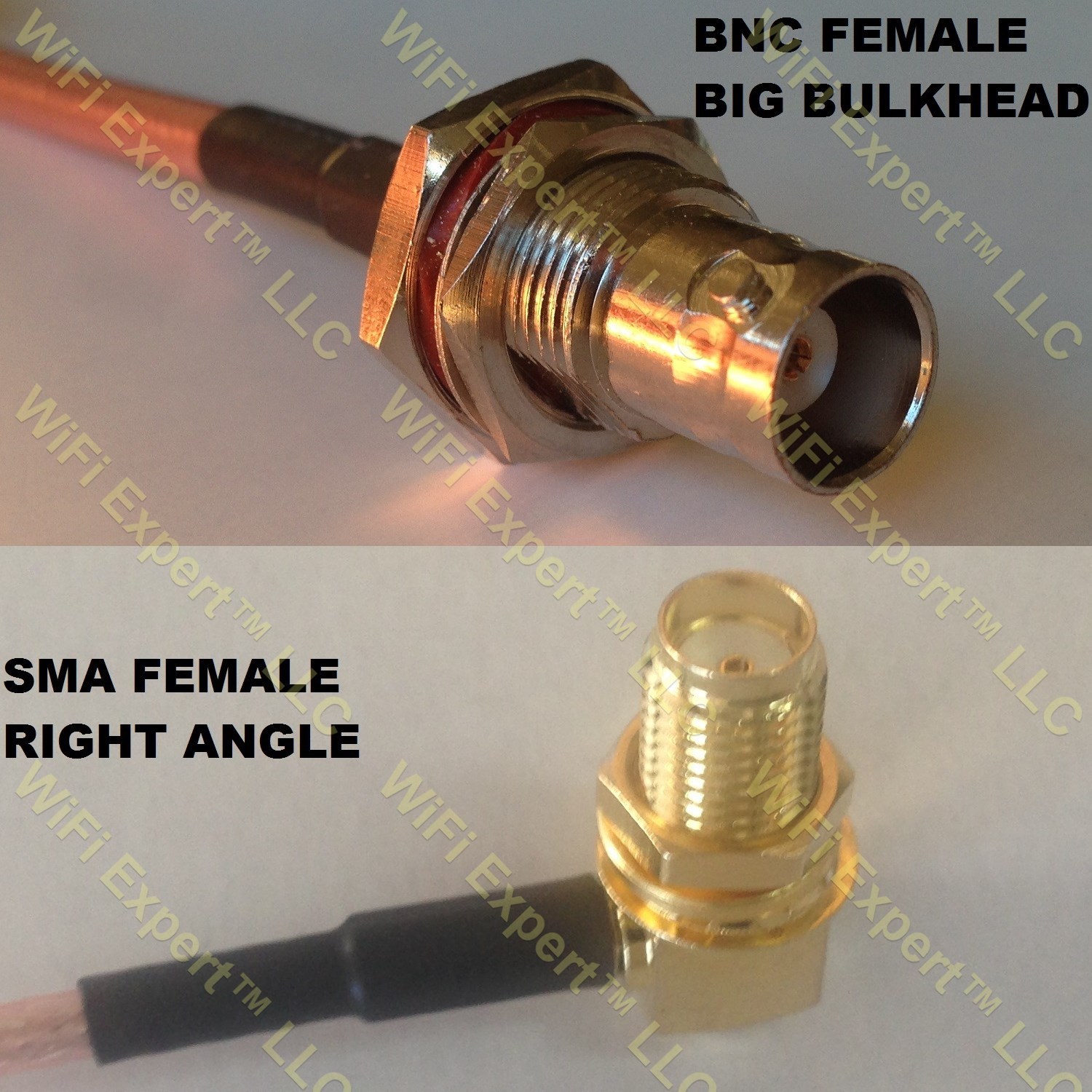 USA-CA LMR100 BNC FEMALE BIG BULKHEAD to SMA FEMALE ANGLE Coaxial RF Pigtail Cab