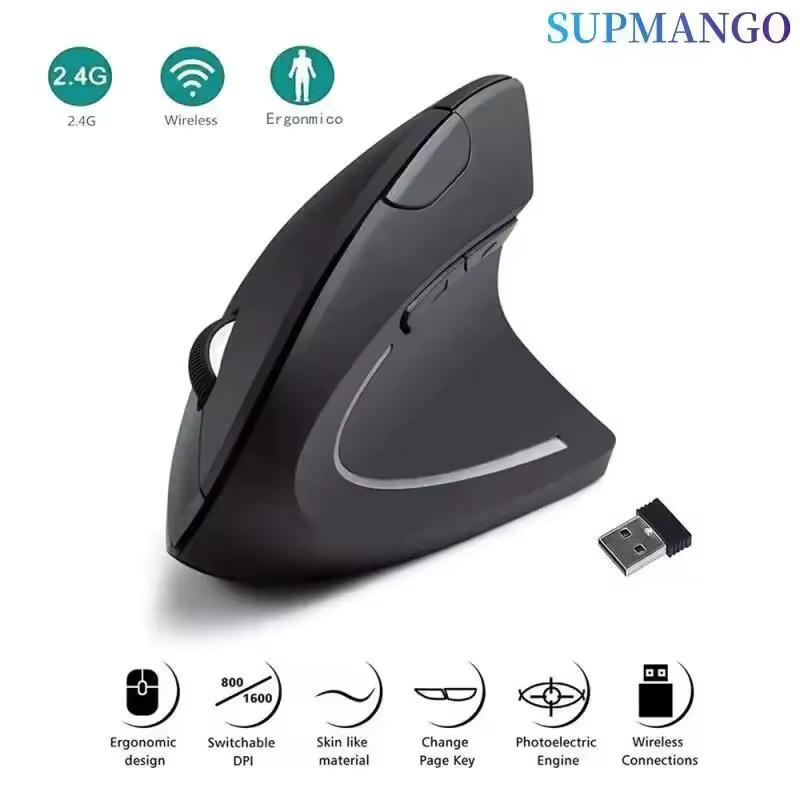 Vertical Mouse Ergonomic 2.4GHz Wireless Optical Mice 3 Adjustable DPI 800/1200/