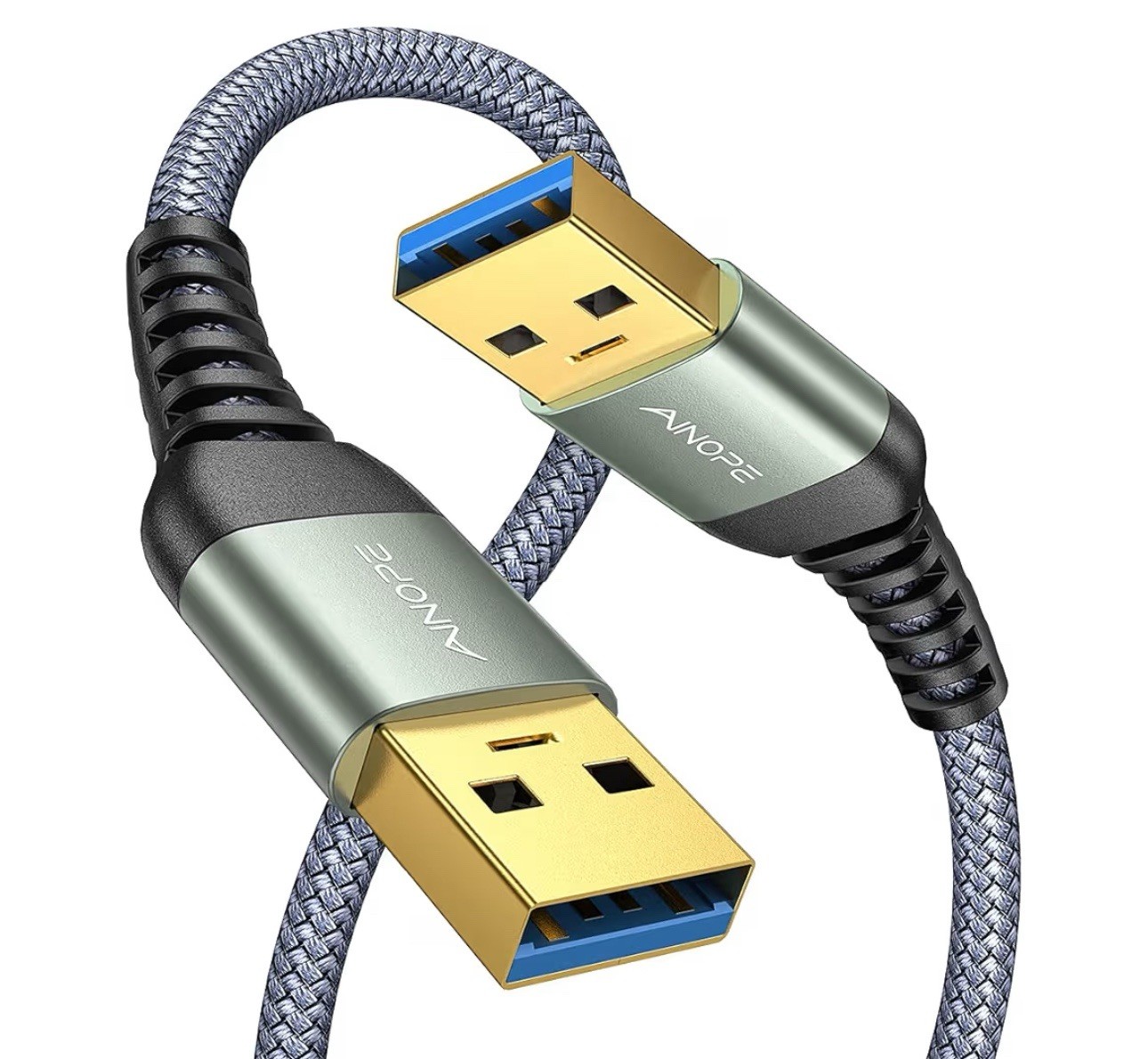 AINOPE USB-USB Cable USB 3.0 A-A Male-Male Cable [Never Breaks] 6.6ft/Grey 1pc
