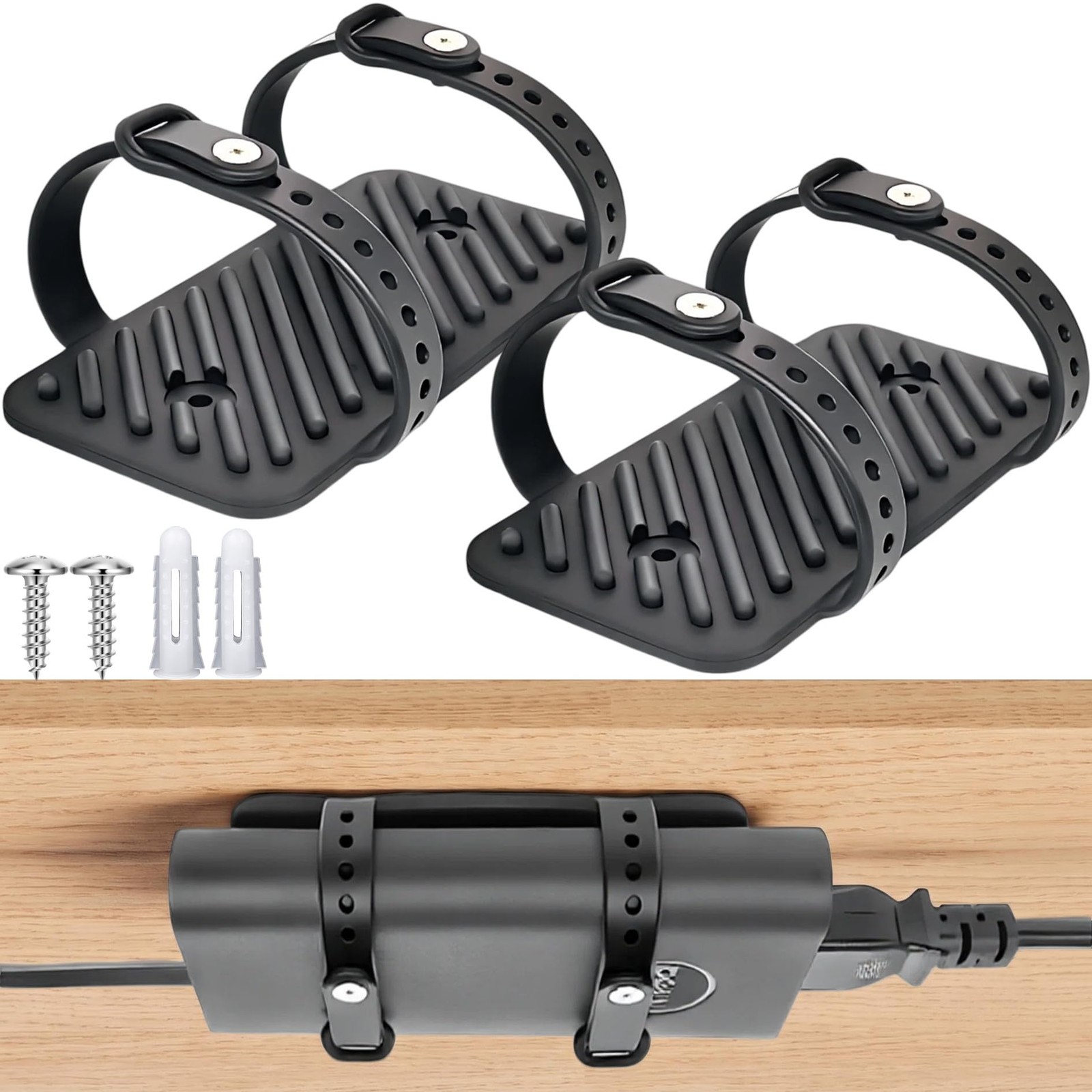 Silicone Laptop Charger Mount,under desk power brick holder,2 pack
