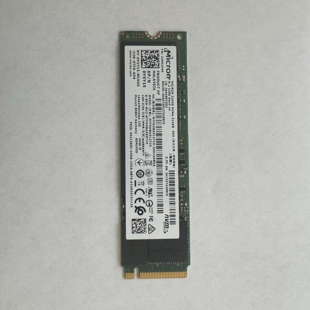 Micron 2200S 512GB M.2 2280 NVMe SSD 3500MB/s TRIM S.M.A.R.T. MTFDHB