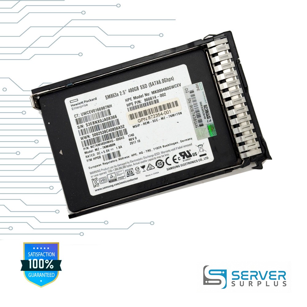Samsung SM863a 480GB SATA 6Gb/s 2.5 in Enterprise SSD | MZ7KM480HMHQ-000H3