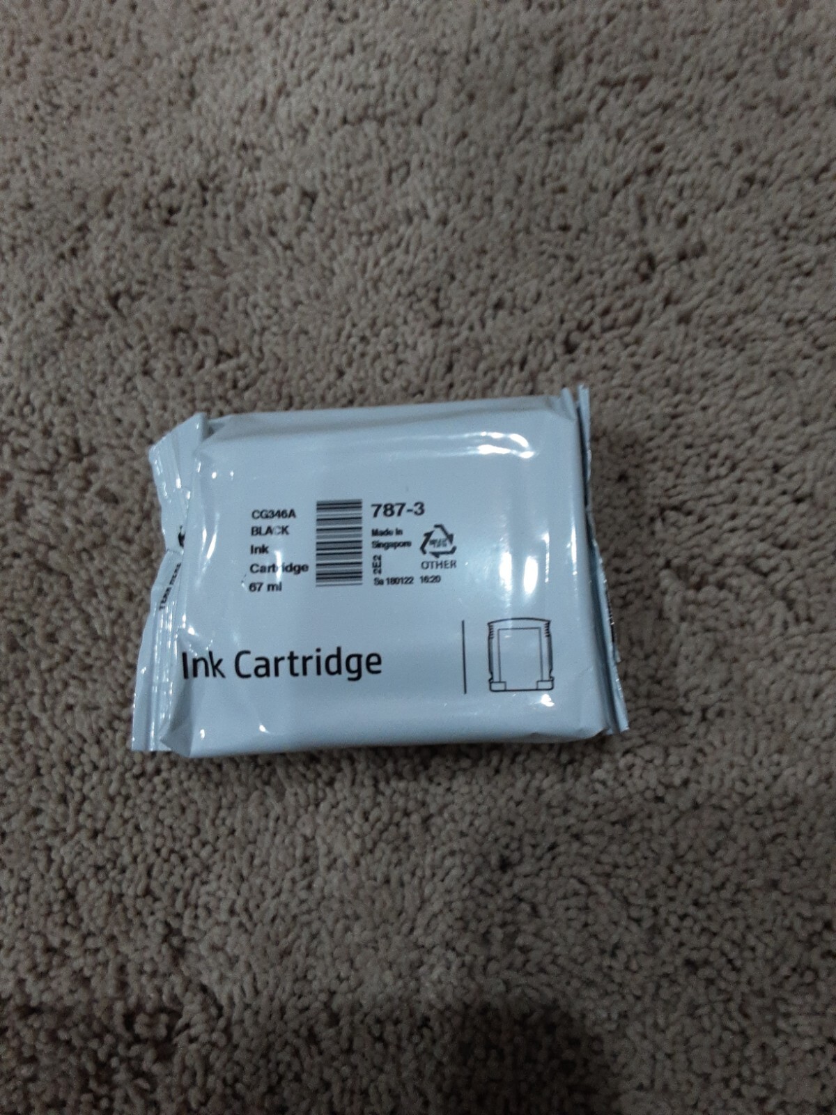 Genuine OEM Pitney Bowes Black Ink Cartridge 787-3 CG346A 67ml New Sealed 