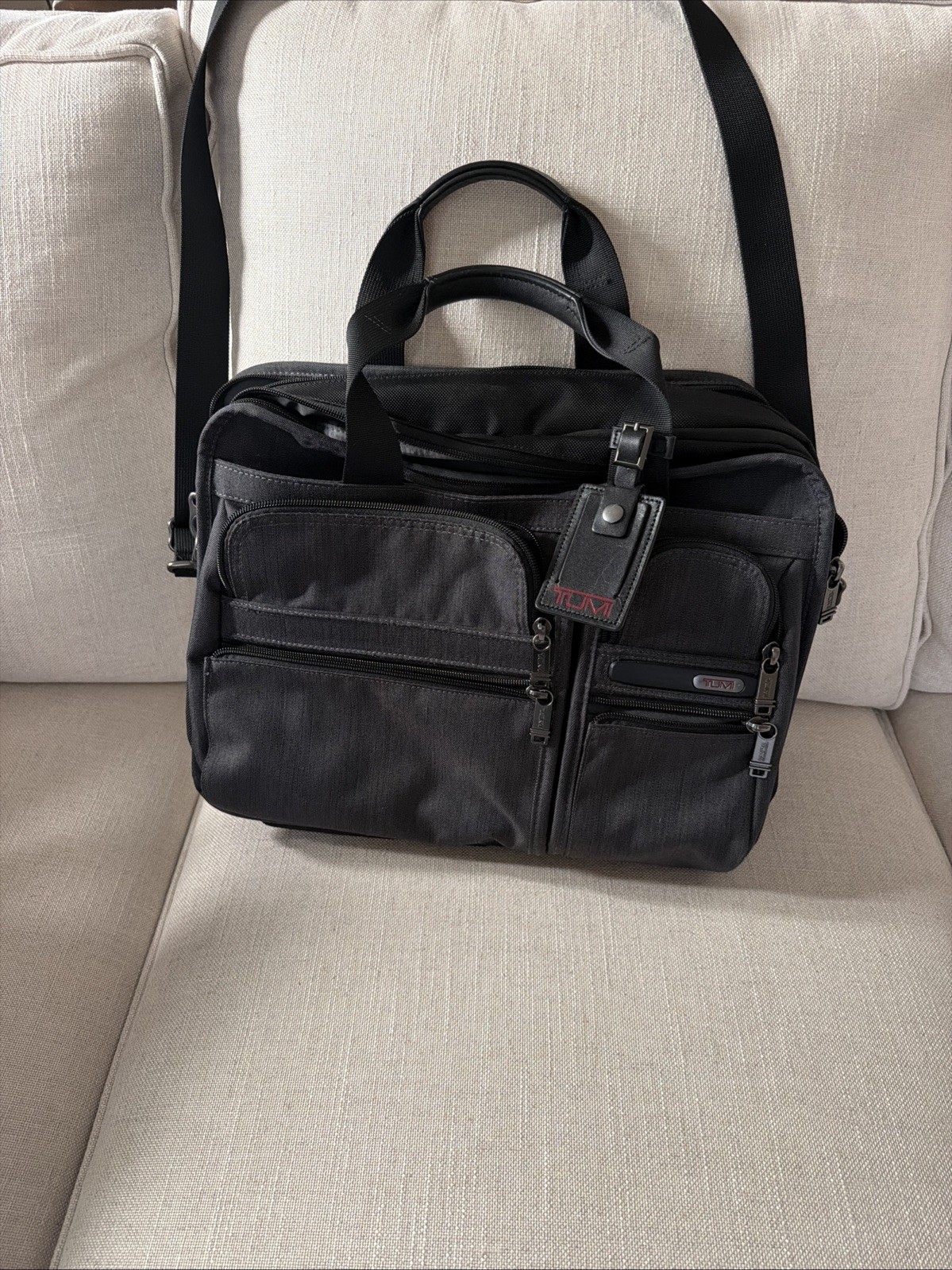 Tumi Large Crossbody Grey  Expandable