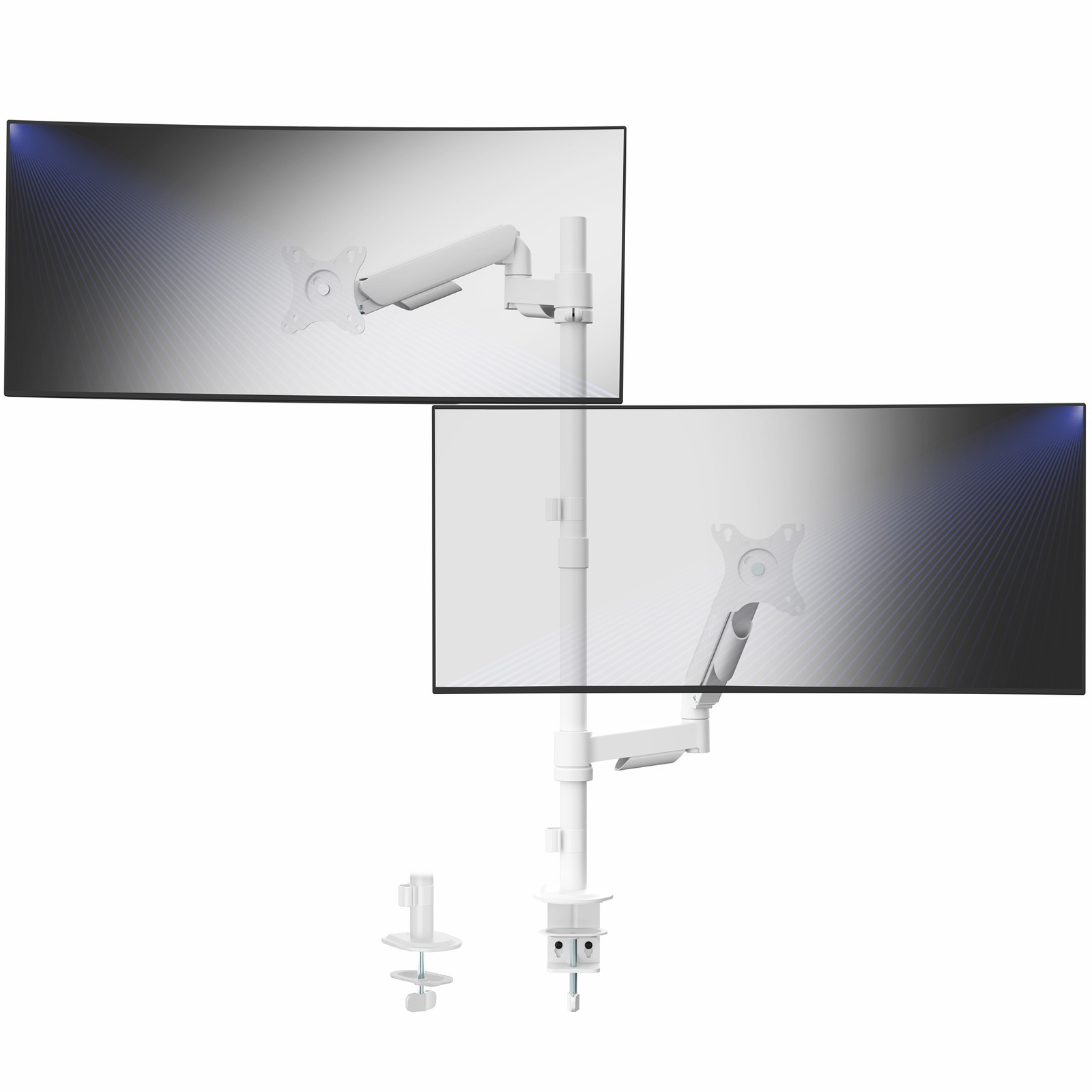 VIVO White Extra Tall Dual 17" to 32" Monitor Mechanical Spring Stand Desk Mount