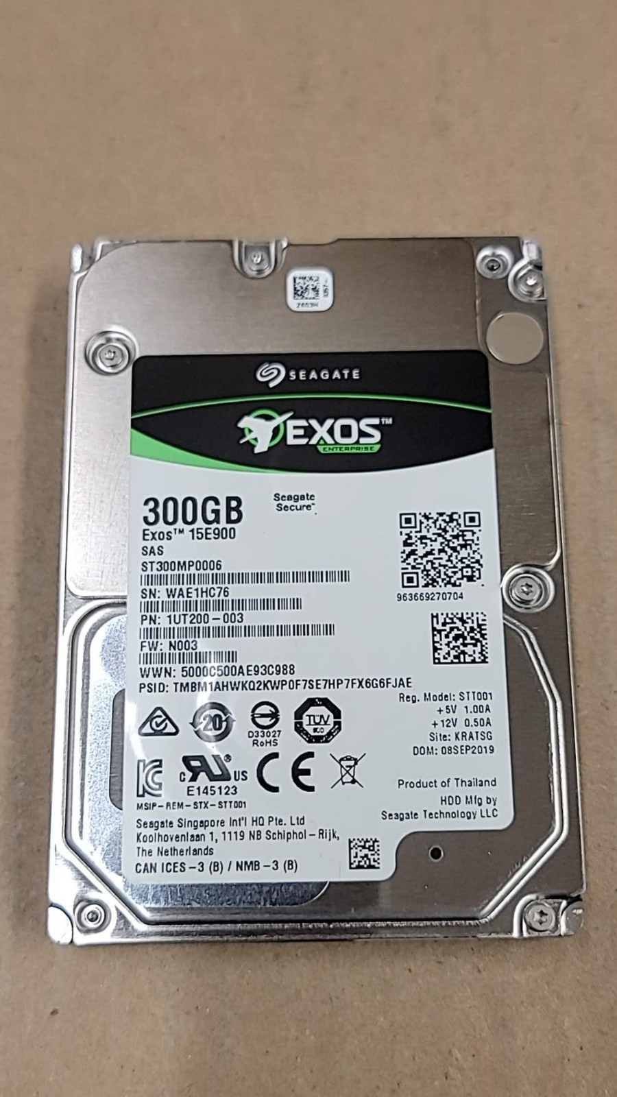 Seagate ST300MP0006 Exos 15E900 300GB 2.5'' SAS 15000RPM 256MB 12Gbs Hard Drive