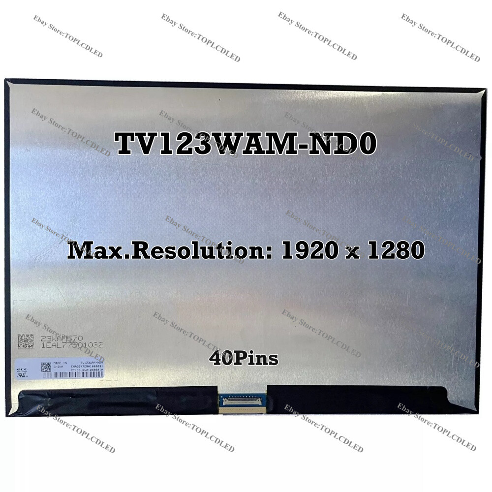 TV123WAM-ND0 12.3 Inch Laptop LCD Screen 40Pins IPS LCD 1920X1280 WLED eDP