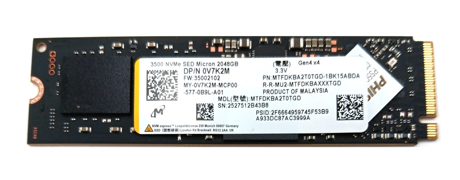 SSD Drives Dell V7K2M (Micron MTFDKBA2T0TGD-1BK15ABDA) 2TB 3500 Series 3D TLC