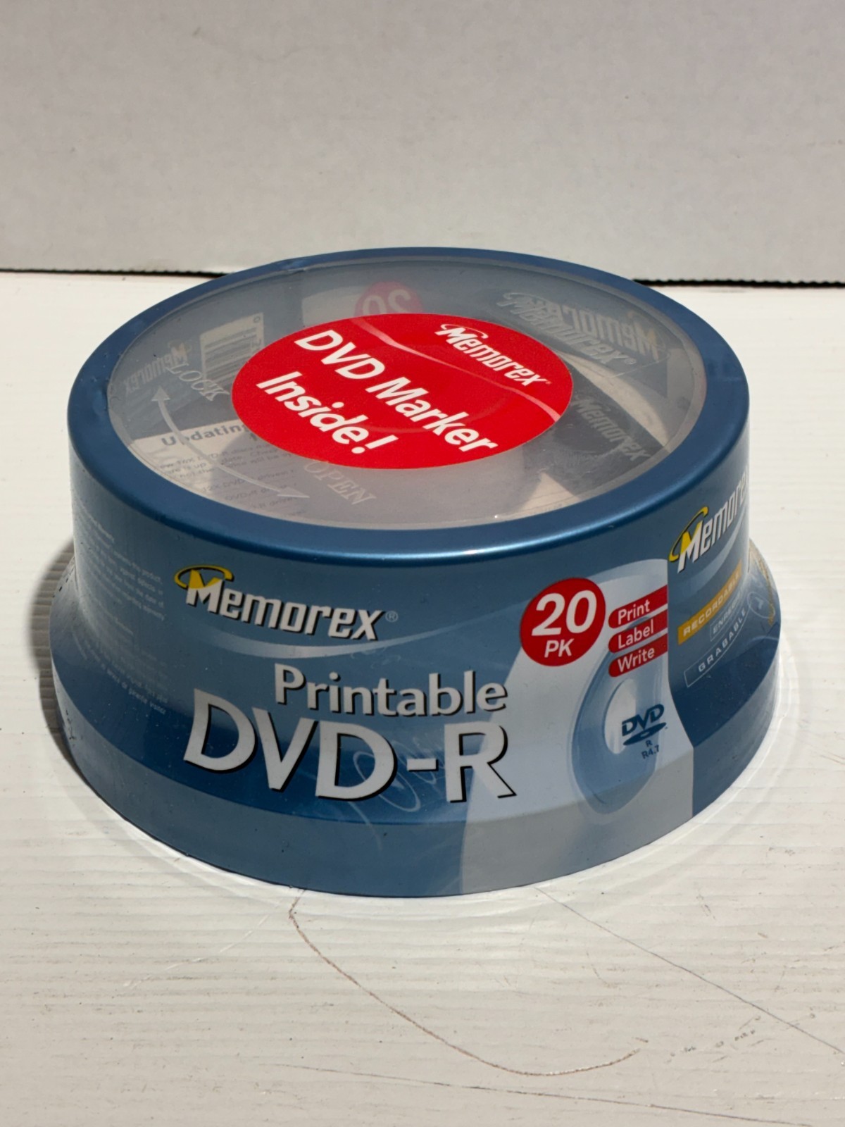 Memorex Printable DVD-R 20 Pack with Marker 120 Minute Sealed