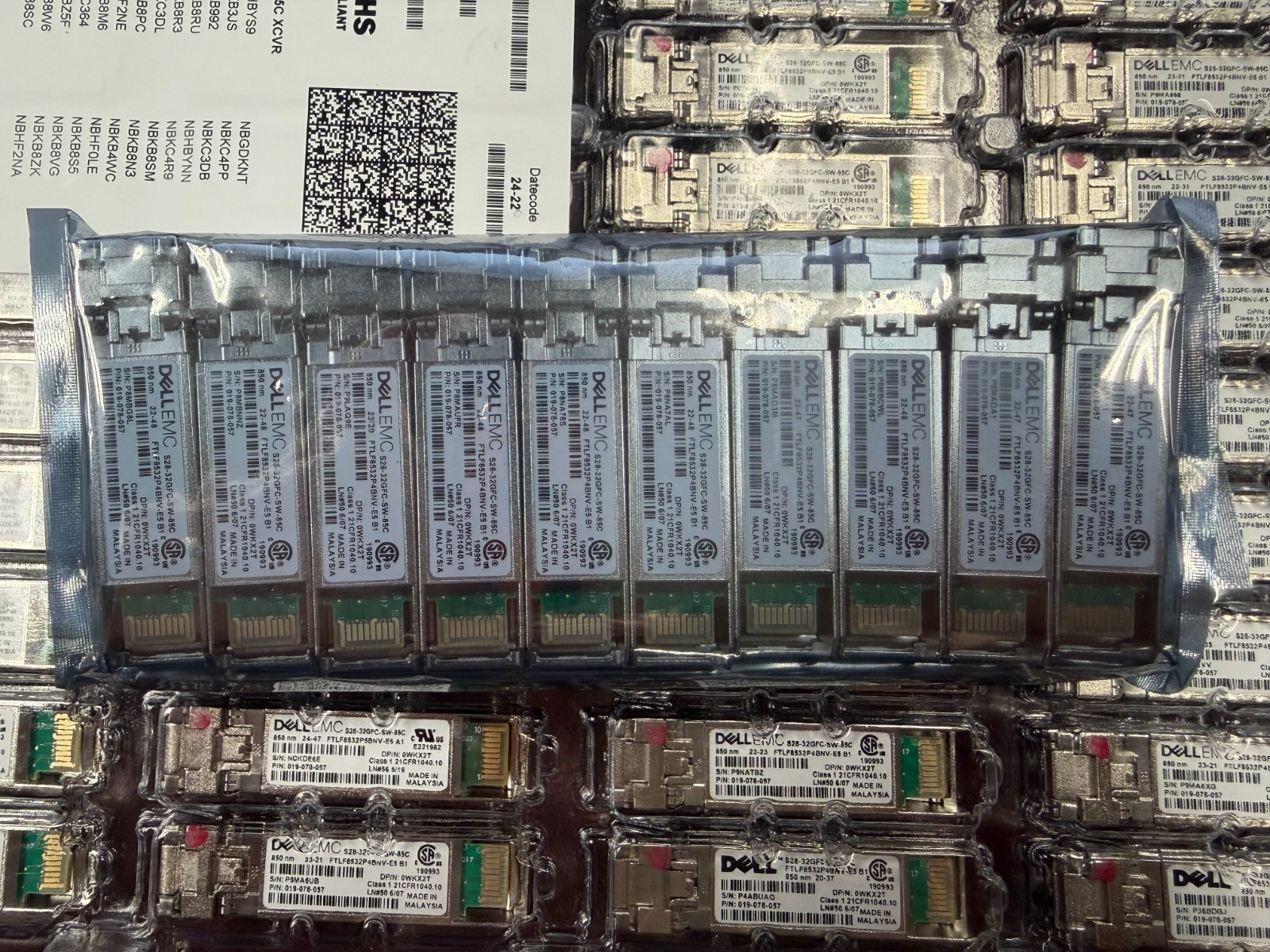 10 x Dell EMC S28-32GFC-SW-85C FTLF8532P4BNV-E5 32G FC SFP+ Transceiver WKX2T