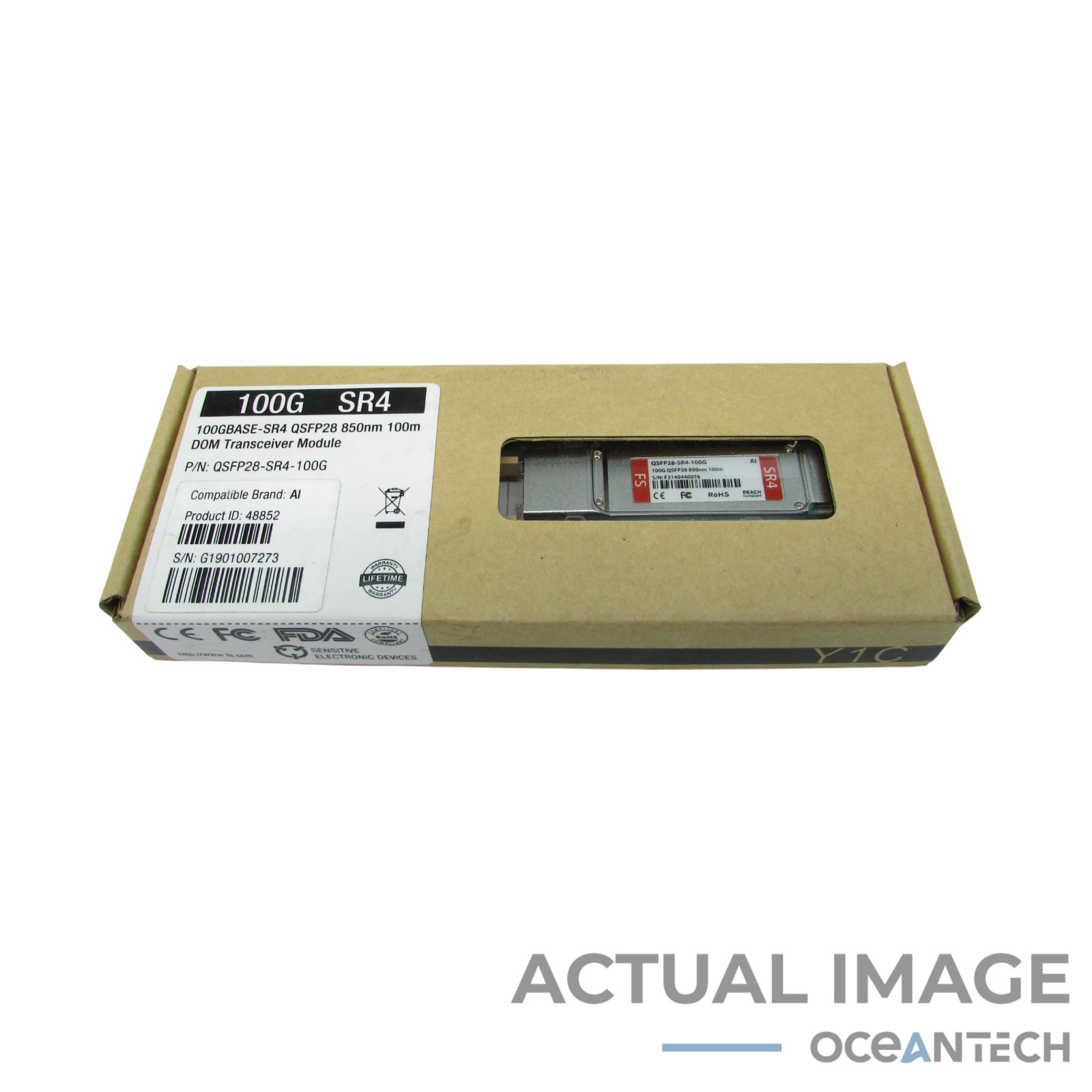 FS 100GBASE-SR4 QSFP28 850nm 100m DOM MPO-12/UPC MMF Optical Transceiver Module